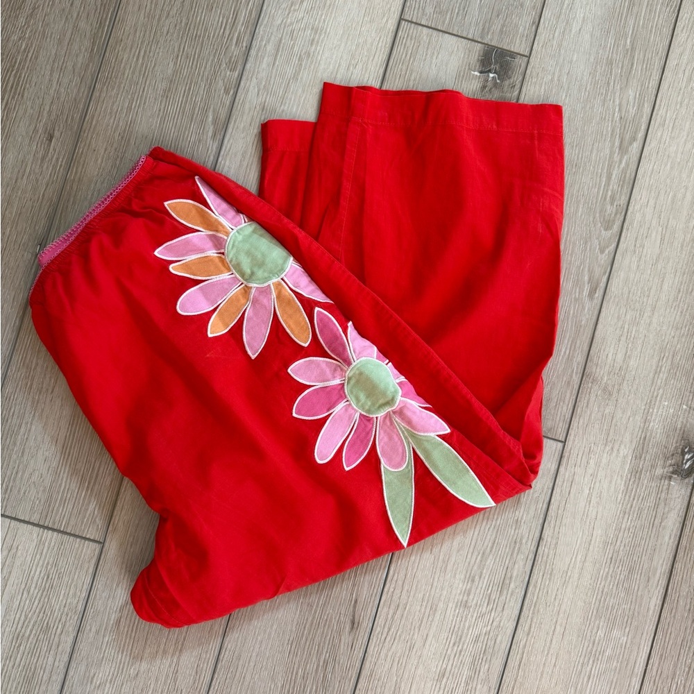 Victoria's Secret Red Women’s Pants with Pink Floral Design size M